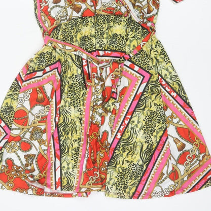 Pink Clove Women Multicoloured Animal Print Skater Dress UK 20