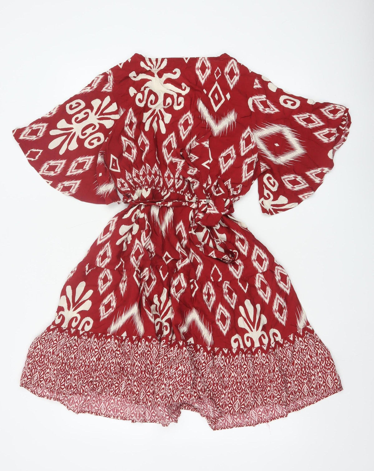 Blue Vanilla Women’s Red Aztec Geometric Fit & Flare Dress UK 10