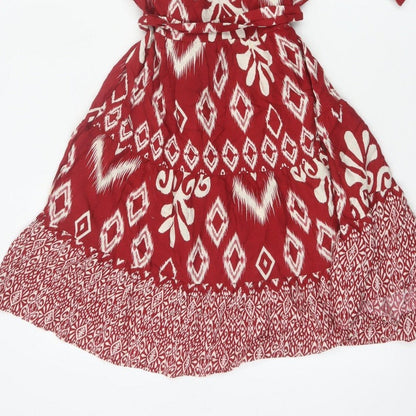 Blue Vanilla Women’s Red Aztec Geometric Fit & Flare Dress UK 10