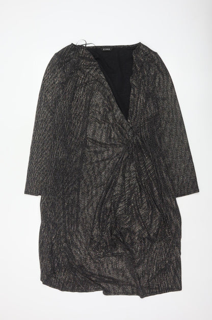 Evans Women Black Glitter Wrap Dress Plus Size 24 Knee Length