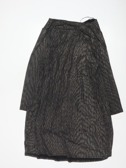 Evans Women Black Glitter Wrap Dress Plus Size 24 Knee Length