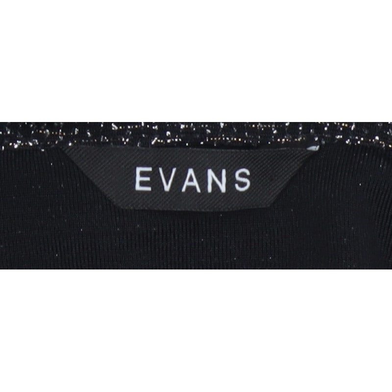 Evans Women Black Glitter Wrap Dress Plus Size 24 Knee Length