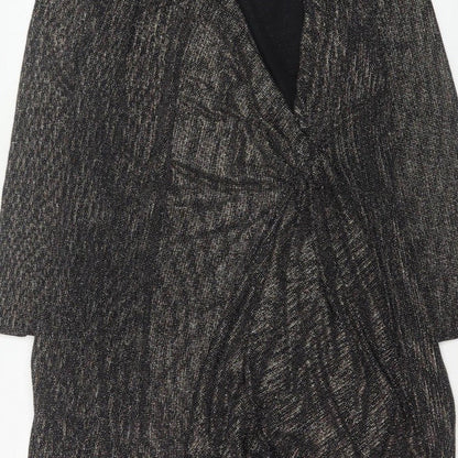 Evans Women Black Glitter Wrap Dress Plus Size 24 Knee Length