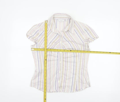 Next Women Multicoloured UK 12 Striped Short Sleeve Button-Up Shirt