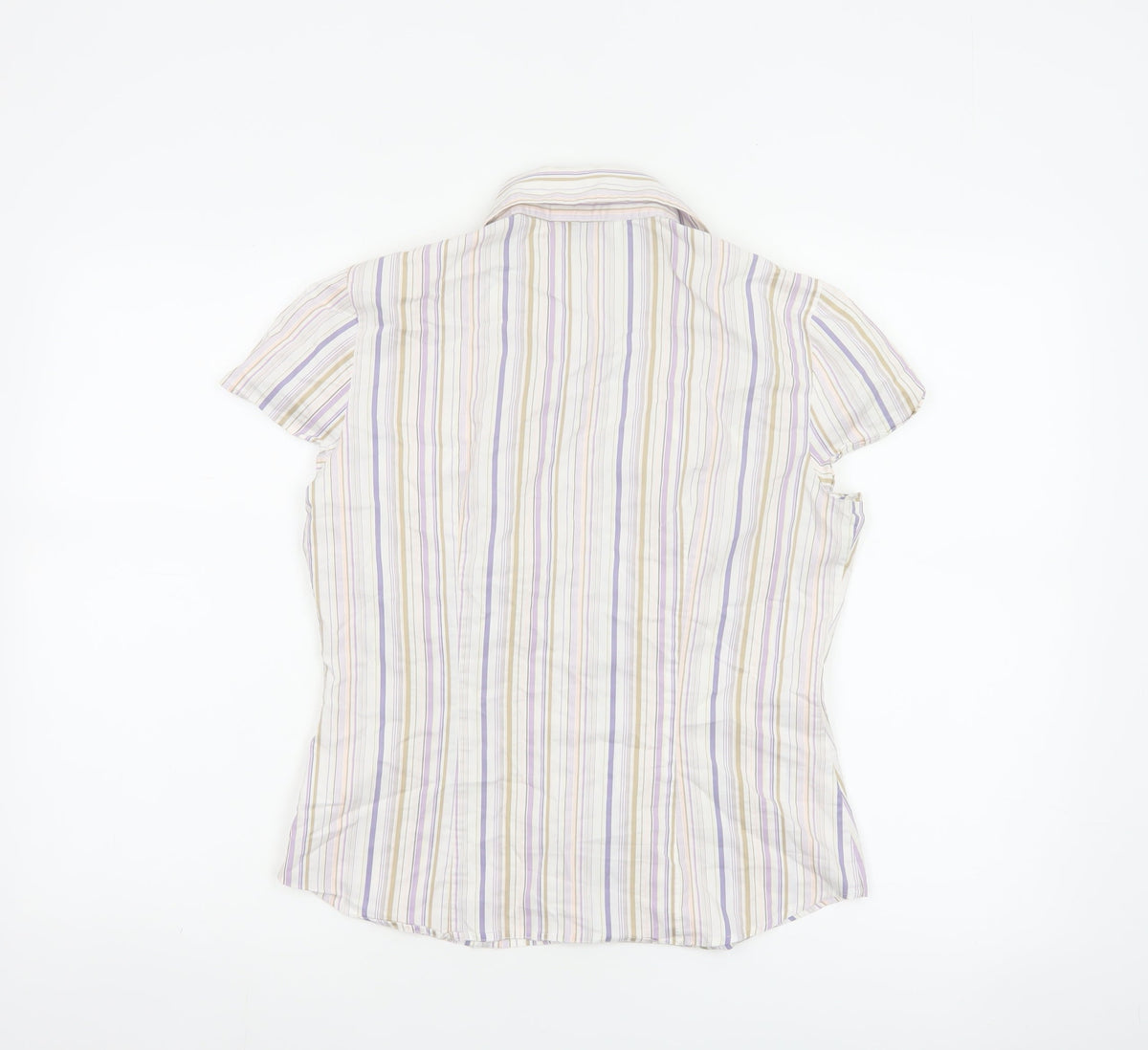Next Women Multicoloured UK 12 Striped Short Sleeve Button-Up Shirt
