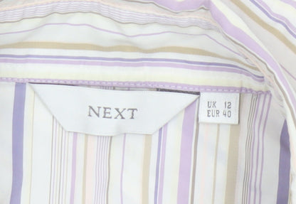 Next Women Multicoloured UK 12 Striped Short Sleeve Button-Up Shirt