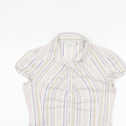Next Women Multicoloured UK 12 Striped Short Sleeve Button-Up Shirt