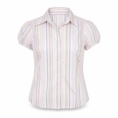 Next Women Multicoloured UK 12 Striped Short Sleeve Button-Up Shirt