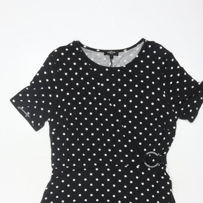 Simply Be Women Black Polka Dot UK 16 Fit & Flare Knee Dress
