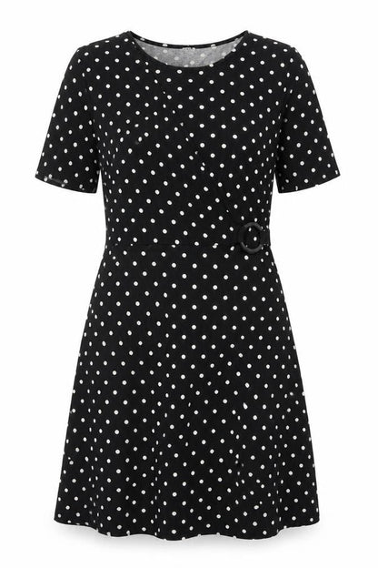 Simply Be Women Black Polka Dot UK 16 Fit & Flare Knee Dress