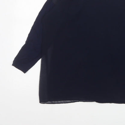Wallis Women’s Navy Blue Studded Shoulder Sheer Blouse UK S
