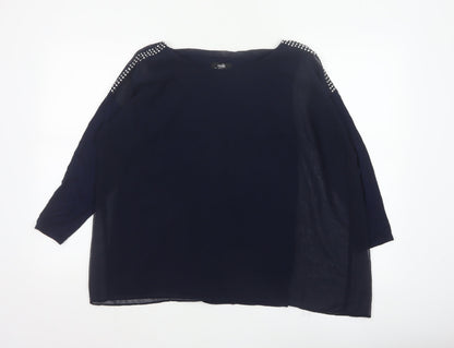 Wallis Women’s Navy Blue Studded Shoulder Sheer Blouse UK S