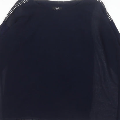 Wallis Women’s Navy Blue Studded Shoulder Sheer Blouse UK S