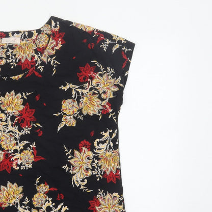 M&S Per Una Women Black Floral Lace Hem Jersey Blouse UK 22