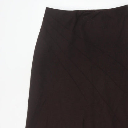 Marks & Spencer Women Brown UK 16 Long A-Line Lined Skirt