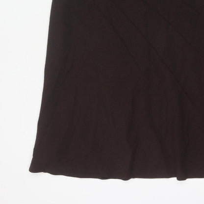 Marks & Spencer Women Brown UK 16 Long A-Line Lined Skirt