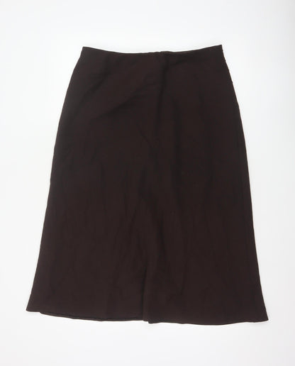 Marks & Spencer Women Brown UK 16 Long A-Line Lined Skirt