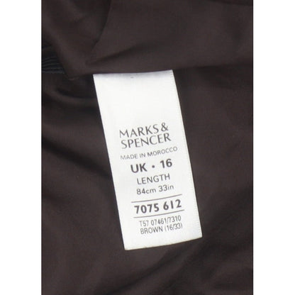 Marks & Spencer Women Brown UK 16 Long A-Line Lined Skirt