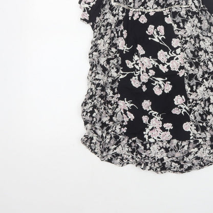 Rocha John Rocha Women Black Floral Beaded Tunic Blouse UK 14