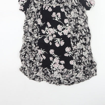 Rocha John Rocha Women Black Floral Beaded Tunic Blouse UK 14