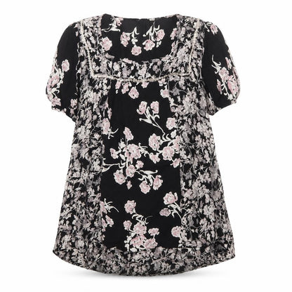 Rocha John Rocha Women Black Floral Beaded Tunic Blouse UK 14