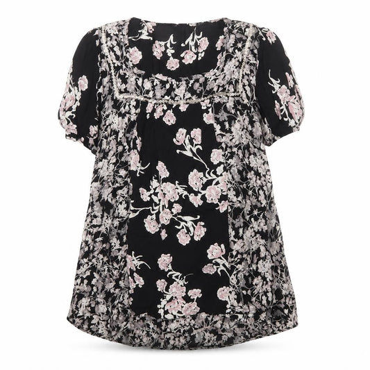Rocha John Rocha Women Black Floral Beaded Tunic Blouse UK 14