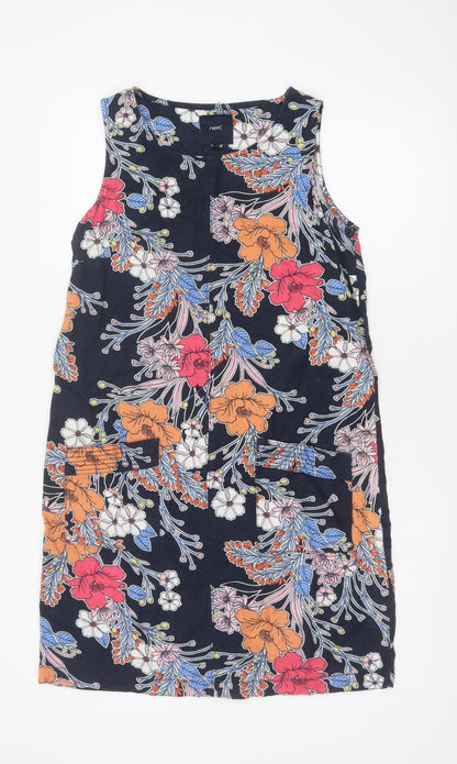 Next Women Multicoloured UK 10 Floral Linen Blend Shift Dress