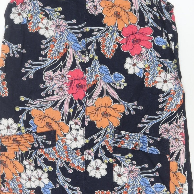 Next Women Multicoloured UK 10 Floral Linen Blend Shift Dress