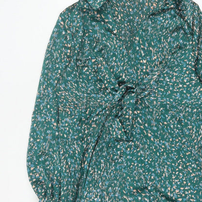QED London Women Green Floral Wrap Knee Length Dress UK 14