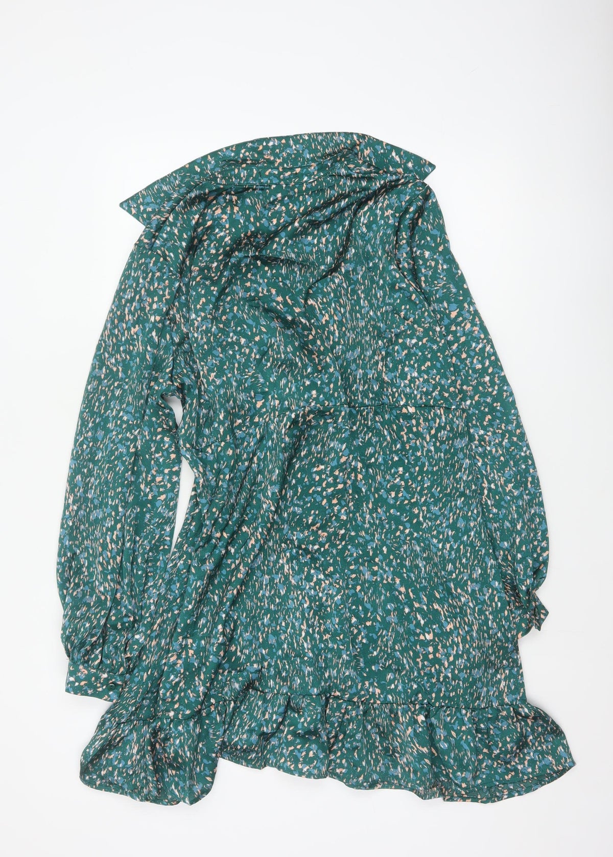 QED London Women Green Floral Wrap Knee Length Dress UK 14