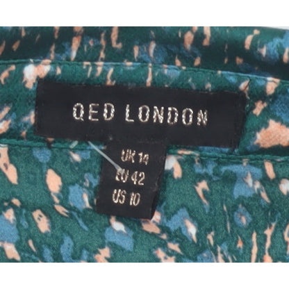 QED London Women Green Floral Wrap Knee Length Dress UK 14