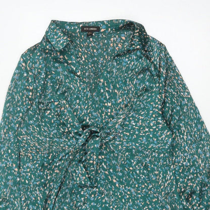 QED London Women Green Floral Wrap Knee Length Dress UK 14