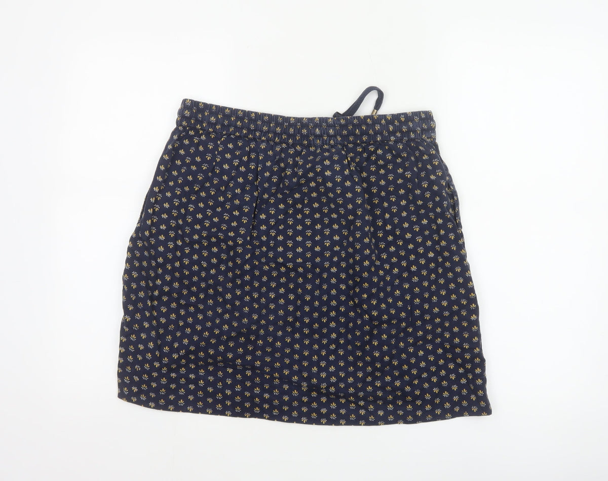 Fat Face Women Blue Floral Lyocell Mini Skirt UK 12 Elastic Waist