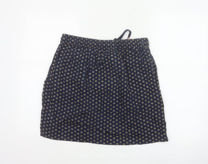 Fat Face Women Blue Floral Lyocell Mini Skirt UK 12 Elastic Waist