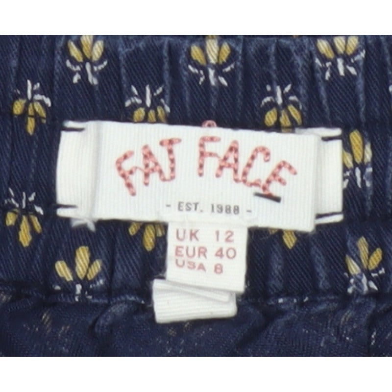 Fat Face Women Blue Floral Lyocell Mini Skirt UK 12 Elastic Waist