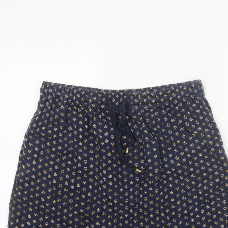 Fat Face Women Blue Floral Lyocell Mini Skirt UK 12 Elastic Waist