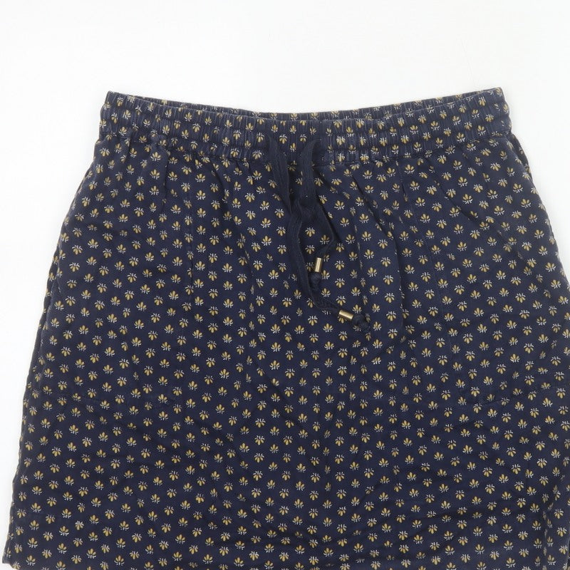 Fat Face Women Blue Floral Lyocell Mini Skirt UK 12 Elastic Waist