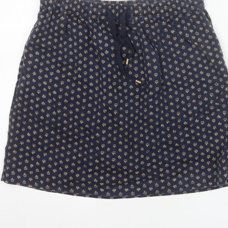 Fat Face Women Blue Floral Lyocell Mini Skirt UK 12 Elastic Waist
