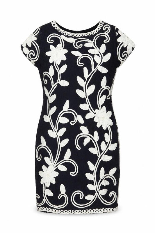Roman Women Blue Floral Embroidered Bodycon Dress Size 16