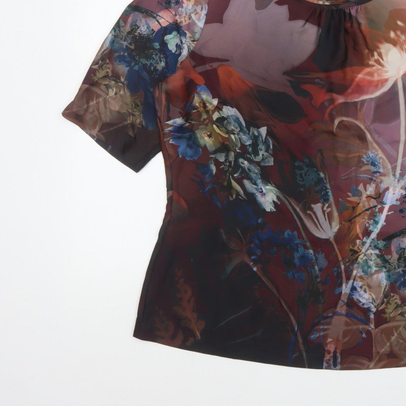 L.K.Bennett Women Multicoloured Floral Flutter Sleeve Blouse UK 16