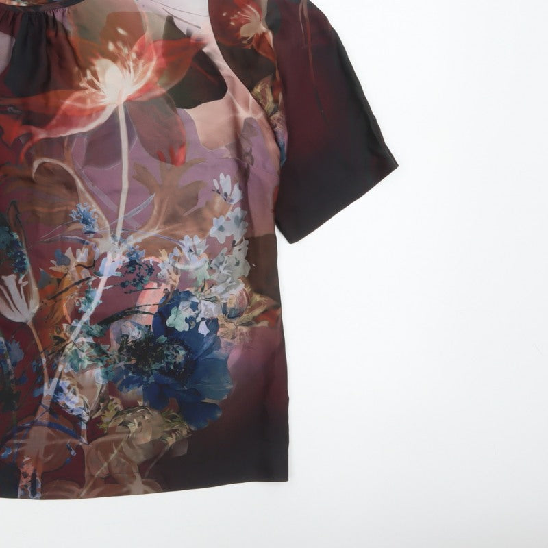 L.K.Bennett Women Multicoloured Floral Flutter Sleeve Blouse UK 16