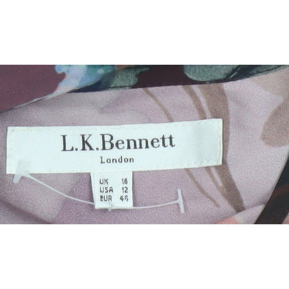 L.K.Bennett Women Multicoloured Floral Flutter Sleeve Blouse UK 16