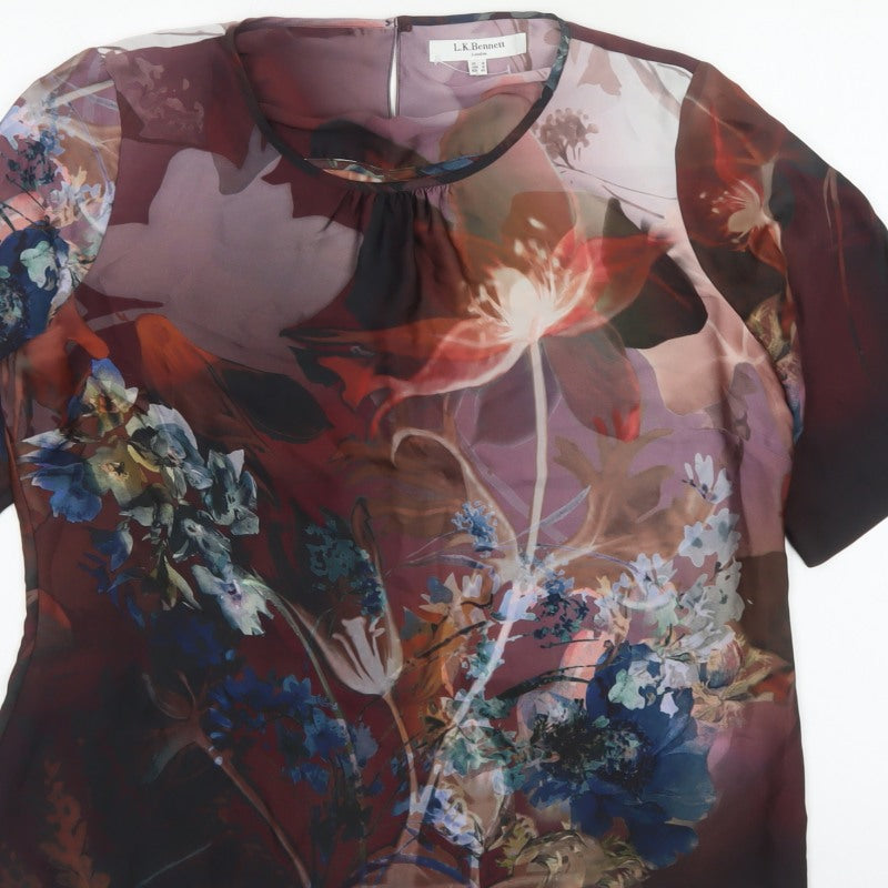 L.K.Bennett Women Multicoloured Floral Flutter Sleeve Blouse UK 16