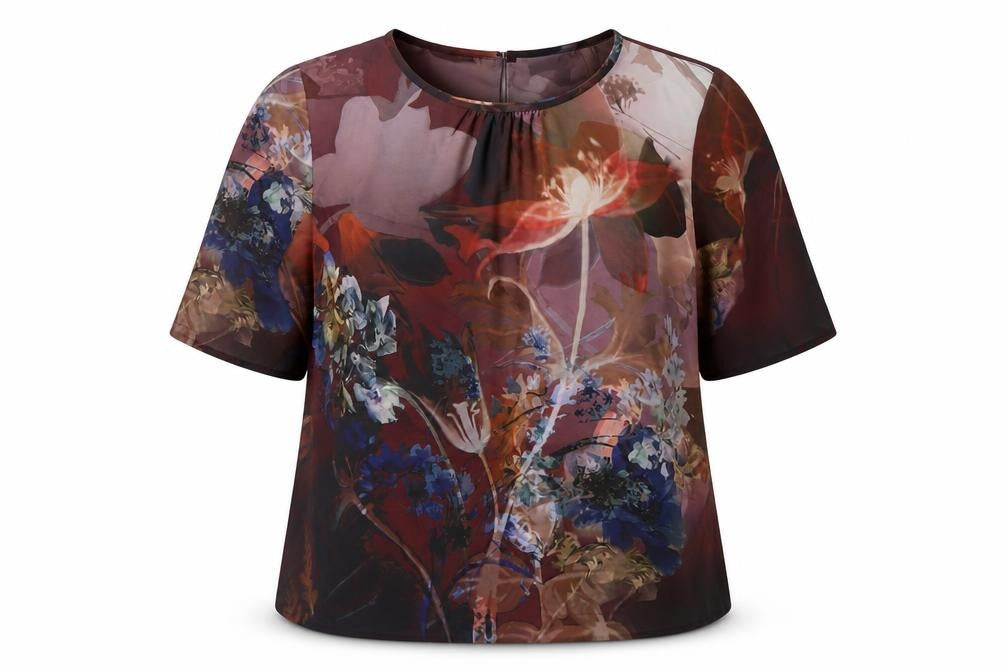 L.K.Bennett Women Multicoloured Floral Flutter Sleeve Blouse UK 16