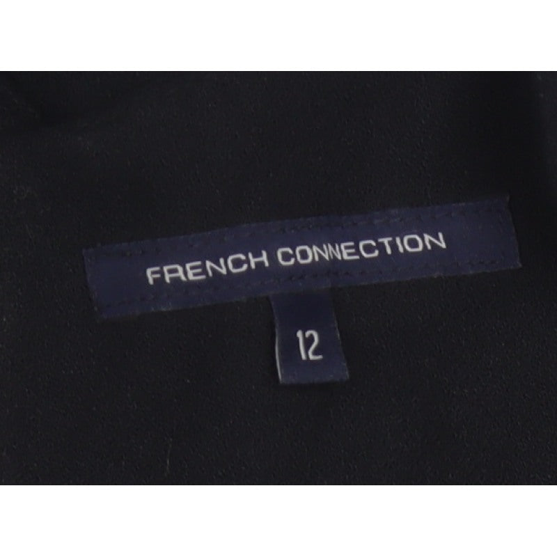 French Connection Women Black UK 12 Pencil Dress Gold Zip Pockets