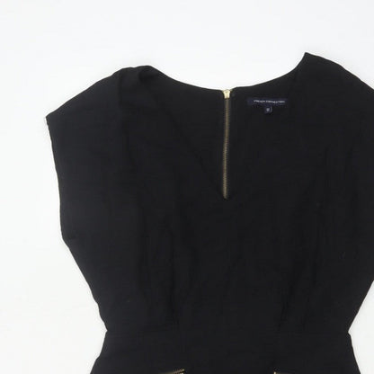 French Connection Women Black UK 12 Pencil Dress Gold Zip Pockets