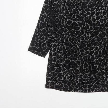 Kim&Co. Women Black Floral Velvet 3/4 Sleeve Keyhole Blouse M
