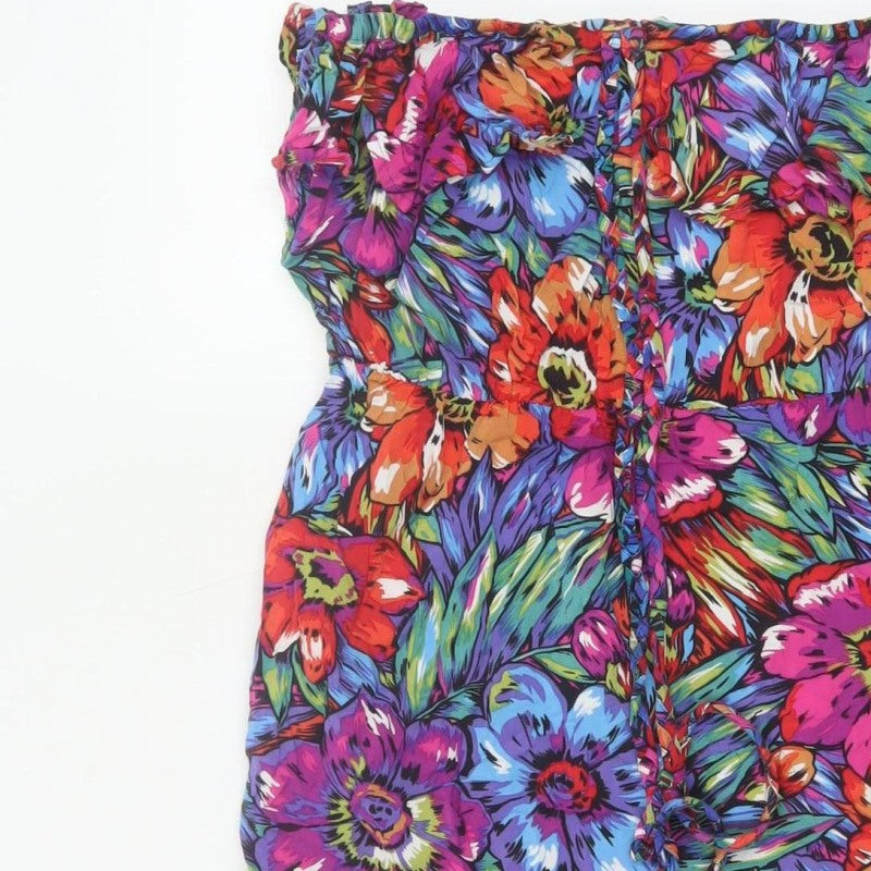 Warehouse Women Multicoloured UK 8 Floral Off Shoulder Bodycon Dress