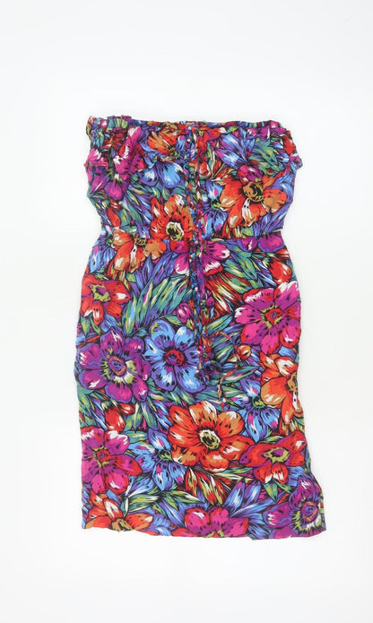 Warehouse Women Multicoloured UK 8 Floral Off Shoulder Bodycon Dress