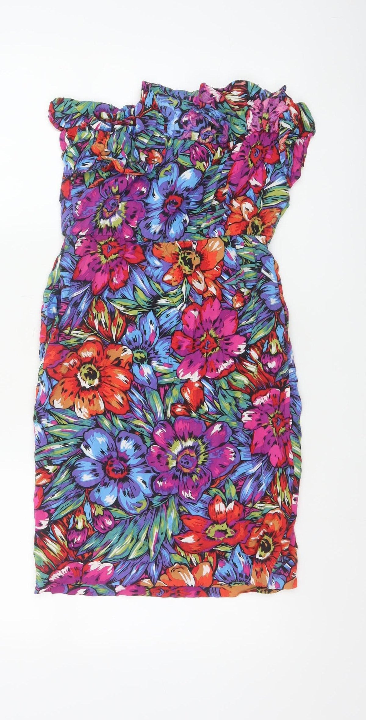 Warehouse Women Multicoloured UK 8 Floral Off Shoulder Bodycon Dress